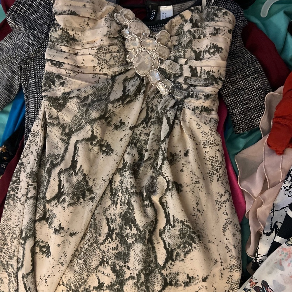 Reptile print formal minidress
